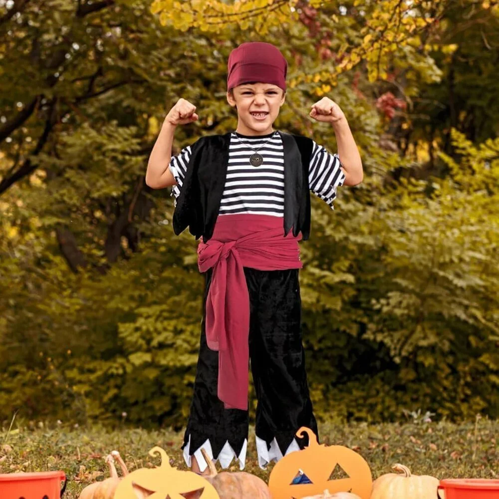 Pirate Costume Set Polyester Accessories for Men Women Kids Halloween Cosplay